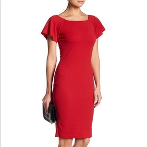 Love Ady Ruffle Sleeve Midi Bodycon Dress